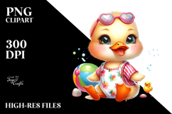 Smiling Baby Duck at the Beach PNG Product Image 2