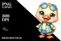 Smiling Baby Duck at the Beach PNG Product Image 2