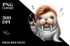 Energetic Baby Walrus Rocker Look PNG Product Image 2