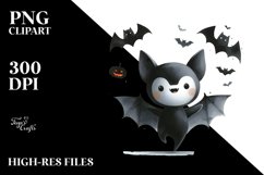 Simple Funny Haloween Clipart with BAT PNG Product Image 3