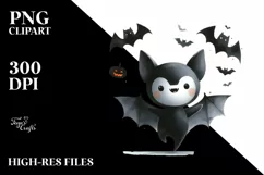 Simple Funny Haloween Clipart with BAT PNG Product Image 3