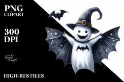 Simple Funny Haloween Clipart with BAT PNG Product Image 3