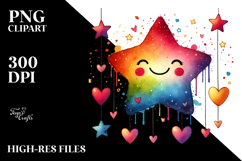 Digital Painting with Smiling Star and Hearts PNG Product Image 2