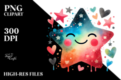 Smiling Star with Hearts PNG Product Image 2