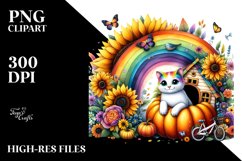 Floral Cat House Watercolor Scene Product Image 3