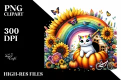 Floral Cat House Watercolor Scene Product Image 3