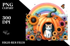 Floral Cat House Watercolor Scene Product Image 1