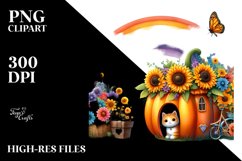 Floral Cat House Watercolor Scene Product Image 3