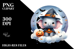 Cute Baby Elephant Dressed for Halloween, Transparent PNG Product Image 2