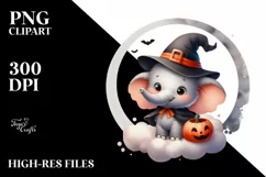 Cute Baby Elephant Dressed for Halloween, Transparent PNG Product Image 3
