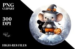 Cute Baby Elephant Dressed for Halloween, Transparent PNG Product Image 2