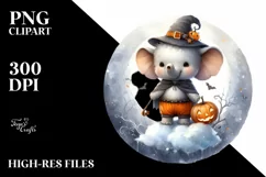 Cute Baby Elephant Dressed for Halloween, Transparent PNG Product Image 1