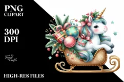 Whimsical Unicorn with Christmas Ornaments PNG Product Image 1