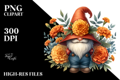 Gnome with Marigold Floral Frame JPEG Product Image 2