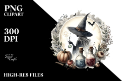 Washed Retro Witch with Magic Potion PNG Product Image 2