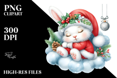 Christmas Bunny Cloud Clipart Product Image 2