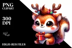 Baby Squirrel with Reindeer Horns PNG Product Image 3