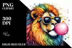 Quirky Lion with Sunglasses and Chewing Gum | Clipart Product Image 1