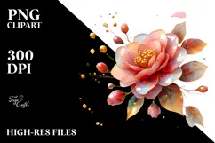 Golden Camellia Made of PNG Product Image 2