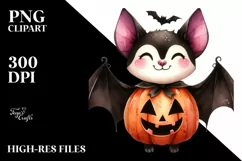 Funny Halloween Bat Clipart PNG Product Image 3