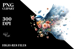Bird Splashes Spring Flowers PNG Product Image 2