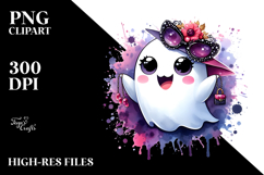 Chibi-style Cute Ghost with Glam Accessories PNG Product Image 2