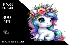 Cute Baby Unicorn Playing with Haircut, Transparent PNG Product Image 2