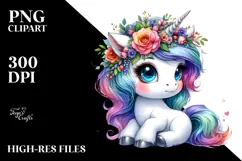 Cute Baby Unicorn Playing with Haircut, Transparent PNG Product Image 2