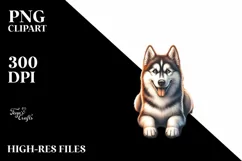 Siberian Husky Surf Watercolor Clipart Product Image 3