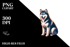 Siberian Husky Surf Watercolor Clipart Product Image 2