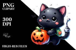 Cute Baby Black Cat Watercolor Clipart Product Image 2