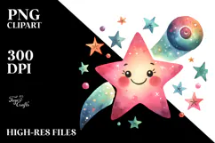 Whimsical Very Simple Smiling Star, Transparent PNG Product Image 2
