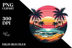 Retro Tropical Beach Sunset, 20 oz Tumbler Product Image 2