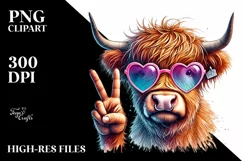 Highland Calf in Sunglasses, Colorful PNG Product Image 2
