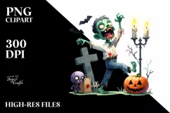 Simple Funny Zombie Halloween PNG Product Image 3