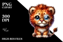 Vibrant Baby Lion with Monocle PNG Product Image 2