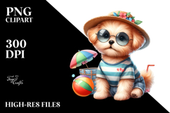 Cute Baby Dog in Beachwear PNG Product Image 2