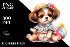 Cute Baby Dog in Beachwear PNG Product Image 2
