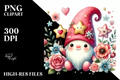 Cute Valentines Gnome with Star PNG Product Image 2