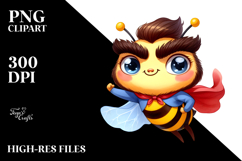 Superhero Bee with Wide Anime Eyes PNG Product Image 2