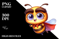 Cute Cartoon Bee Superhero Cape PNG Product Image 2