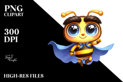 Cute Cartoon Bee Superhero Cape PNG Product Image 2