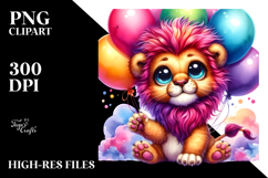 Cute Vibrant Baby Lion PNG Product Image 2
