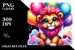 Cute Vibrant Baby Lion PNG Product Image 2