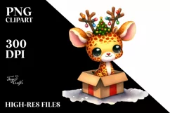 Baby Giraffe with Reindeer Horns PNG Product Image 1