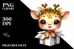 Baby Giraffe with Reindeer Horns PNG Product Image 3