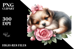 Digital Watercolor Sleeping Puppy JPEG Product Image 2