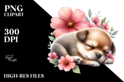 Digital Watercolor Sleeping Puppy JPEG Product Image 2