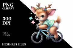 Baby Elk Playing Cycling in the Style of Product Image 3