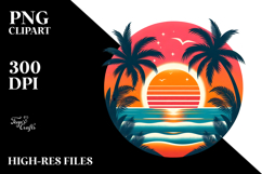 Retro Tropical Beach Sunset PNG Product Image 2